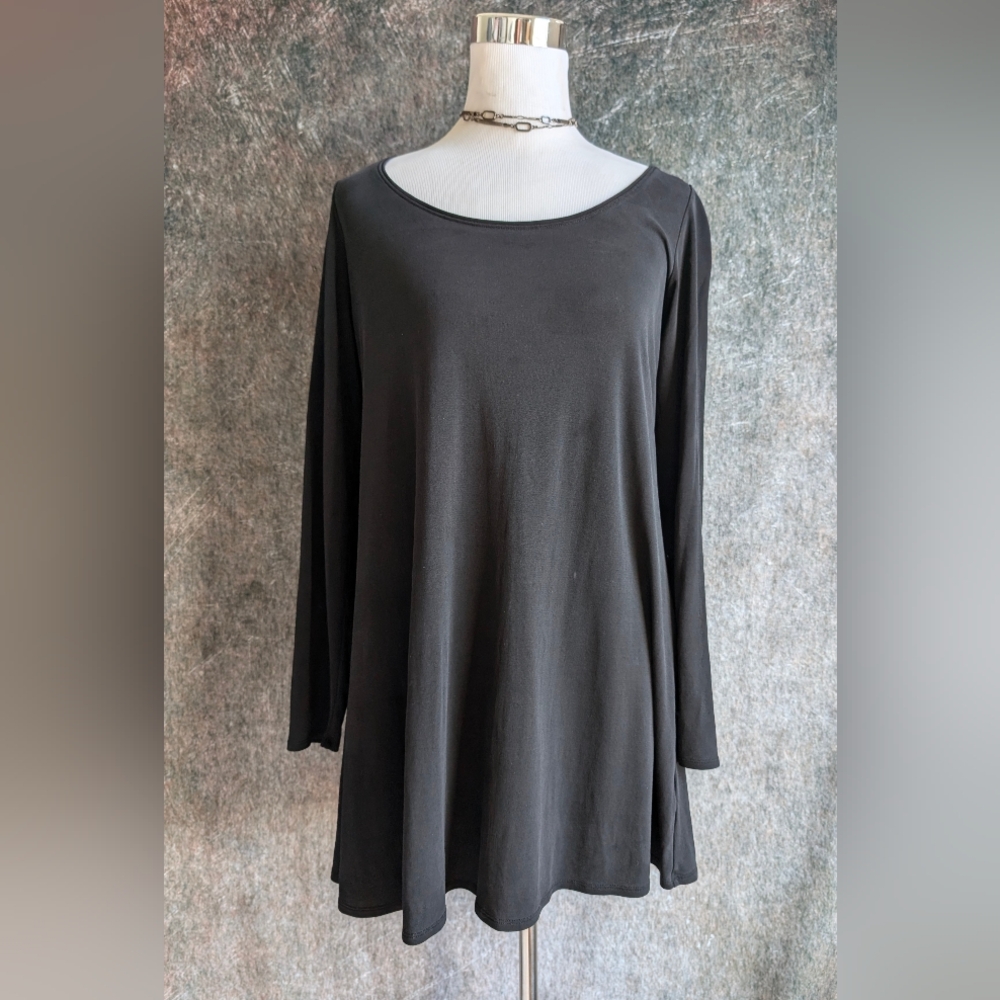 Minimalist Black Silk Tunic Dress | Vintage 90s